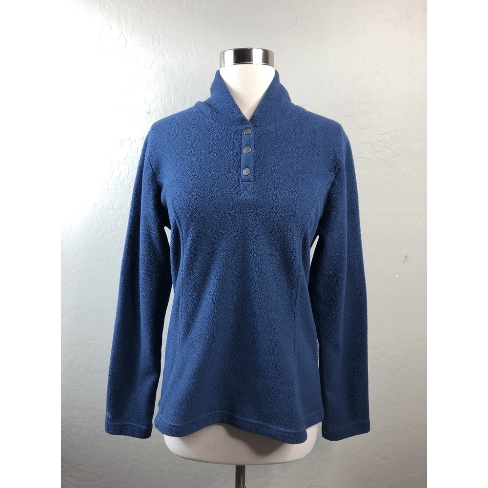 LUCY Womens Small‎ Pullover Quarter Snap Fleece Sweater Blue Fitted
